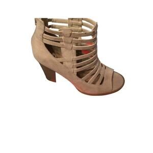 Guess suede Open toe block heel booties sz 9.5 M